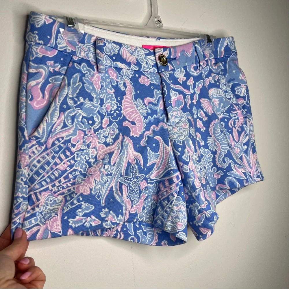 Lilly Pulitzer Callahan Knit Shorts Boca Blue Sea What I Sea A8‎